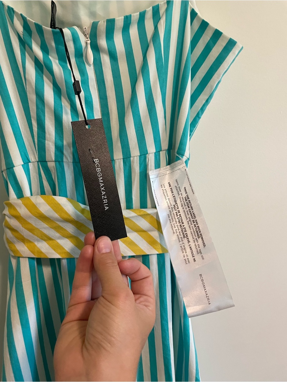 BCBGeneration NWT Striped High/Low Hem Maxi Dress Cotton Women Size 6 Nautical - Picture 8 of 11